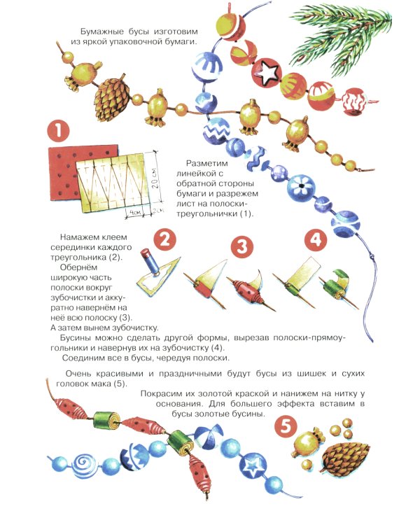 Елочные украшения. Поделки из бумаги и соленого теста (для детей 4-10 лет)