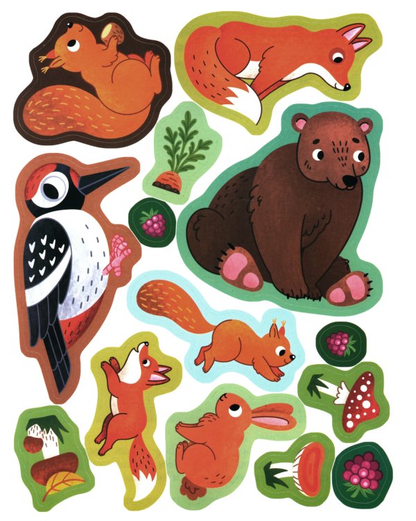 Обитатели леса: книжка с наклейками. 2-е изд