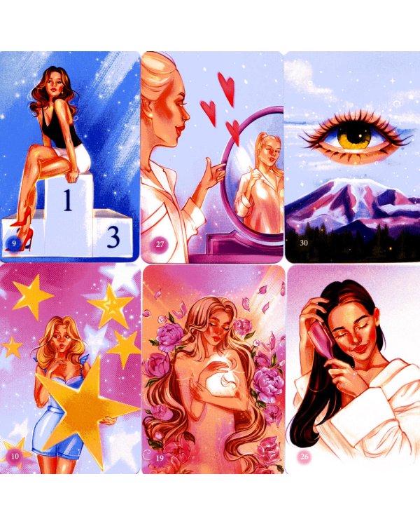 В ресурсе (50 метафорических карт с мантрами и аффирмациями + инструкция)