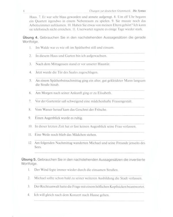 Ubungen zur deutschen Grammatik = Упражнения по грамматике немецкого языка. Синтаксис