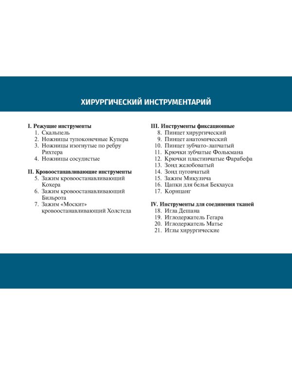 Хирургический инструментарий (карточки + кольцо для стяжки карточек)