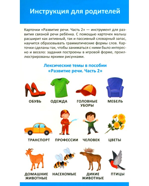 Развитие речи. Ч. 2 (21 карточка + инструкция)