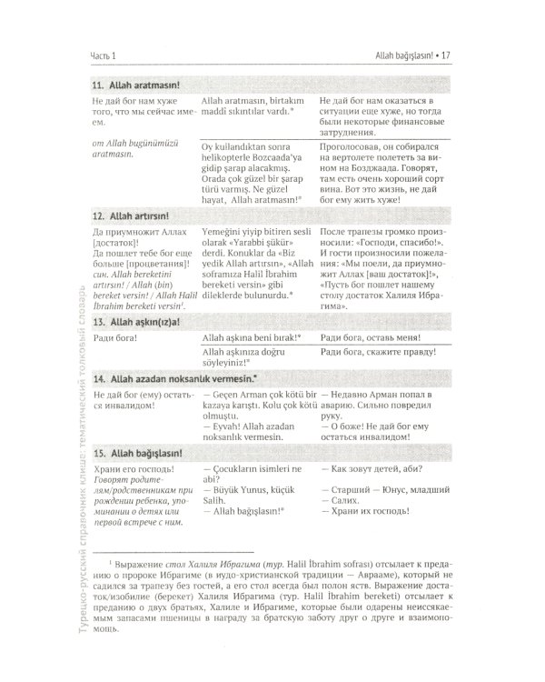 Турецко-русский справочник клише: тематический толковый словарь: Развернутые толкования, диалогическая форма презентации, дословный перевод