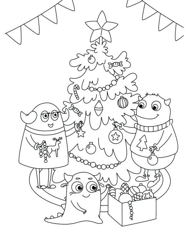 Монстрики празднуют Новый год: книжка-раскраска с наклейками