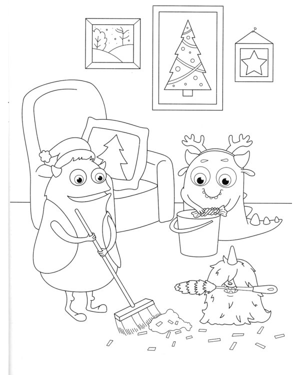 Монстрики готовятся к Новому году: книжка-раскраска с наклейками