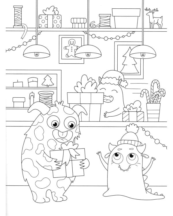 Монстрики готовятся к Новому году: книжка-раскраска с наклейками