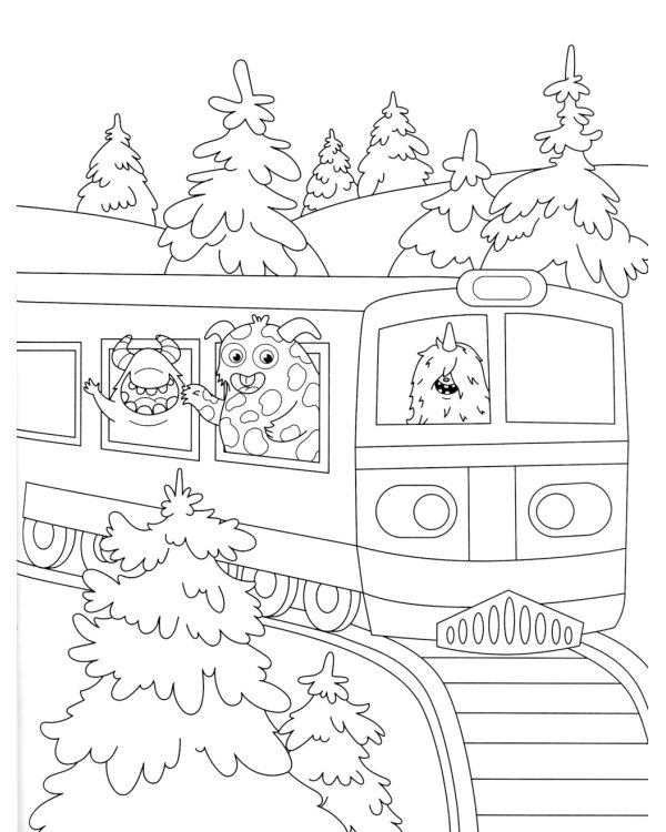 Монстрики идут в гости к Деду Морозу: книжка-раскраска с наклейками