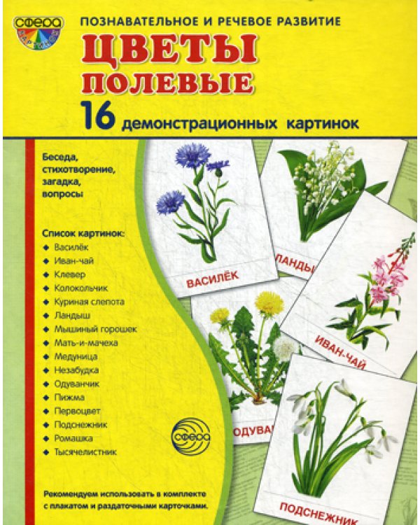 Демонстрационные картинки "Цветы полевые" (173х220 мм)