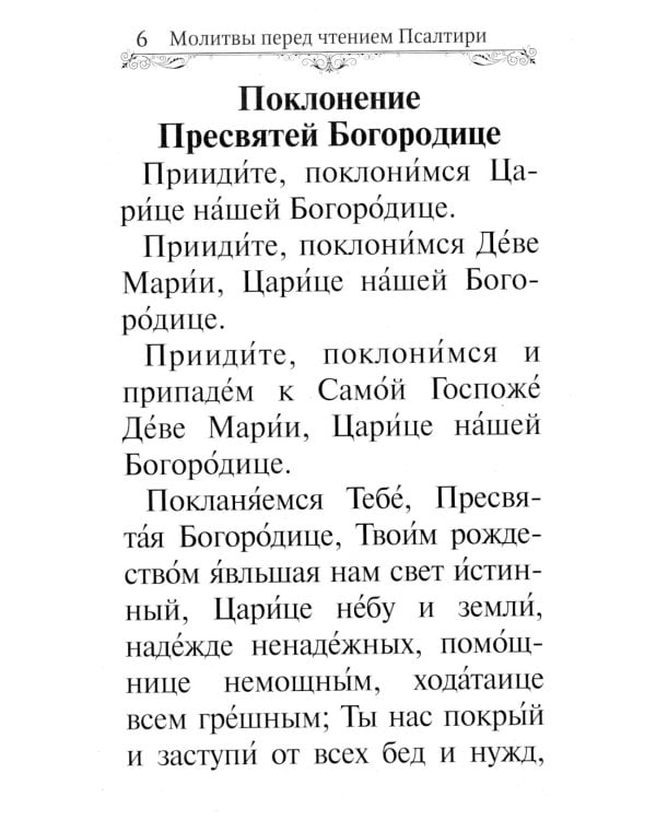 Псалтирь Пресвятой Богородице. Крупный Шрифт
