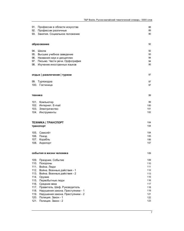 Русско-малайский тематический словарь. 5000 слов