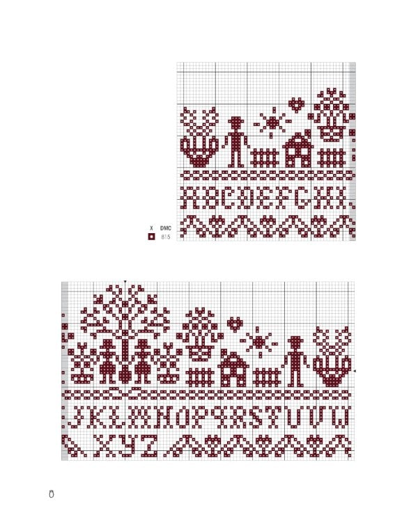 Французская вышивка крестом: Красные монохромы Изабель Вотье