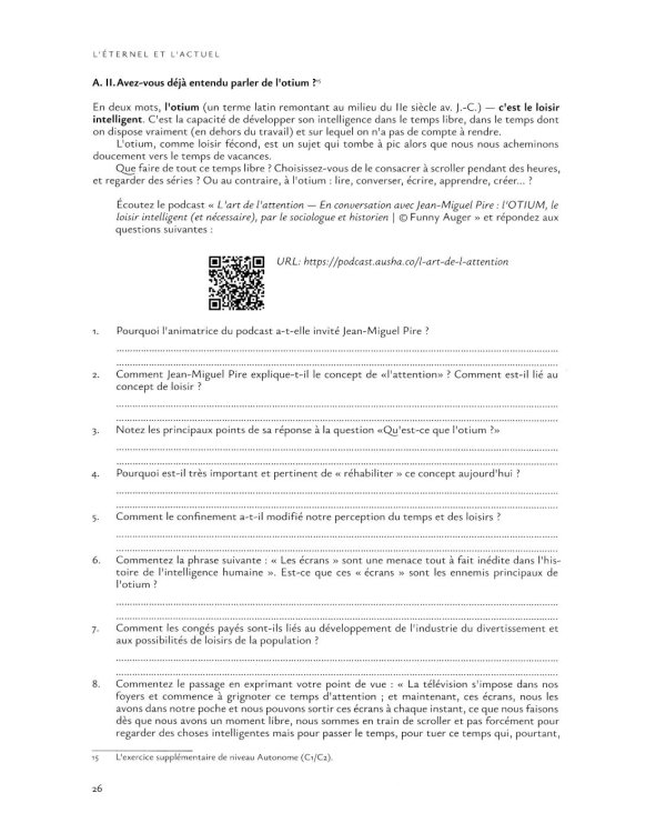 L'Etemel el l'actuel = О вечном и новом: Учебное пособие по развитию навыков говорения на французском языке: уровни В2-С1