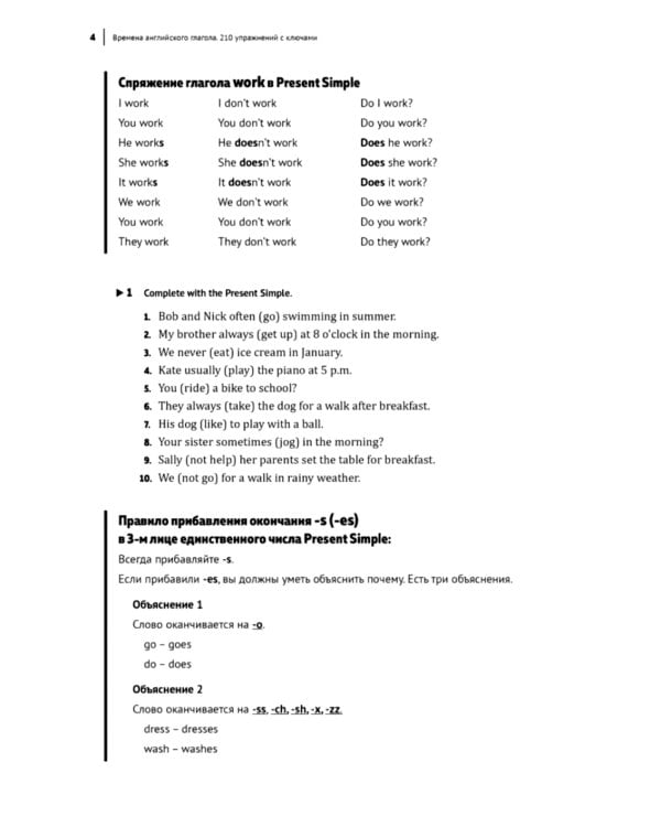 Времена английского глагола. 210 упражнений с ключами