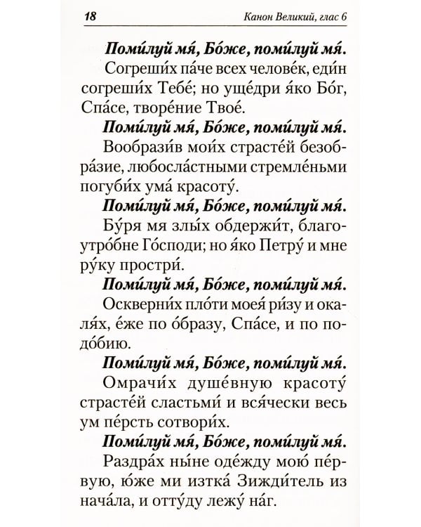 Великий покаянный канон. Творение святого Андрея Критского, читаемый в понедельник, вторник, среду. С прибавлением жития преподобной Марии Египетской