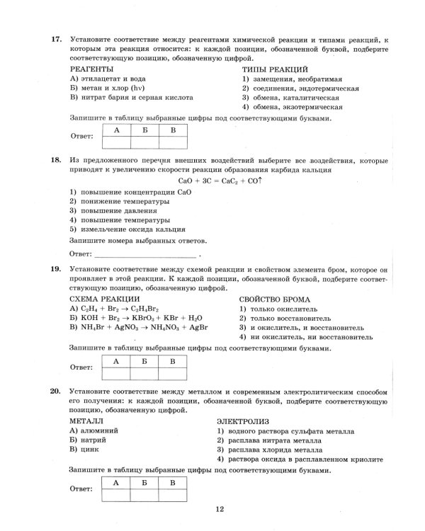 ЕГЭ 2025. Химия. 12 вариантов. Типовые варианты экзаменационных заданий