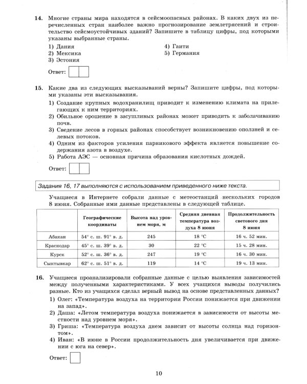 ОГЭ 2025. География. 12 вариантов. Типовые варианты экзаменационных заданий от разработчиков ОГЭ