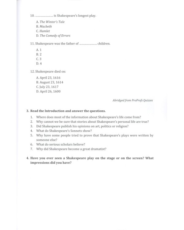 Английский язык. Discovering Shakespeare: учебное пособие по развитию социокультурной компетенции: уровни B1-B1+