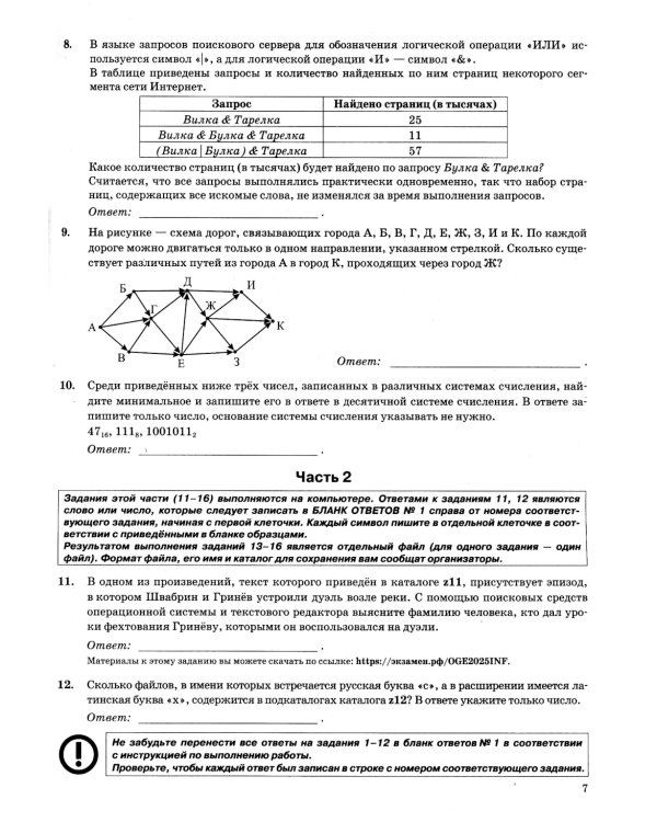 ОГЭ 2025. Информатика. 10 вариантов. Типовые варианты экзаменационных заданий