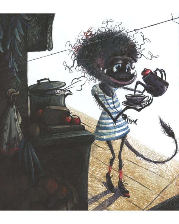 Черная Монстра и белый хвост