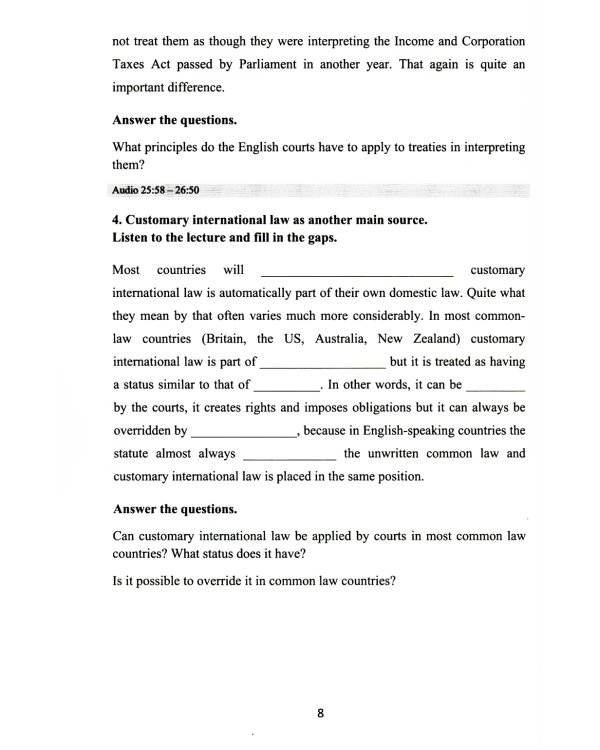 Английский язык для юристов: Учебное пособие к видеолекциям по международному праву. Уровни В2-С1