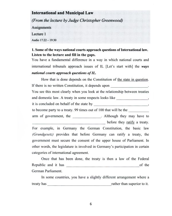 Английский язык для юристов: Учебное пособие к видеолекциям по международному праву. Уровни В2-С1