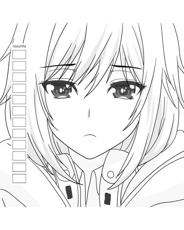 Manga Creative. Раскраска для маркеров, карандашей и гелевых ручек (персиковая с девочкой)