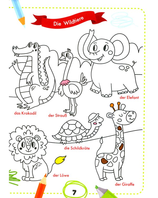 Раскрась и выучи слова. Немецкий для малышей