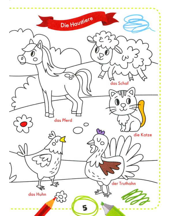 Раскрась и выучи слова. Немецкий для малышей