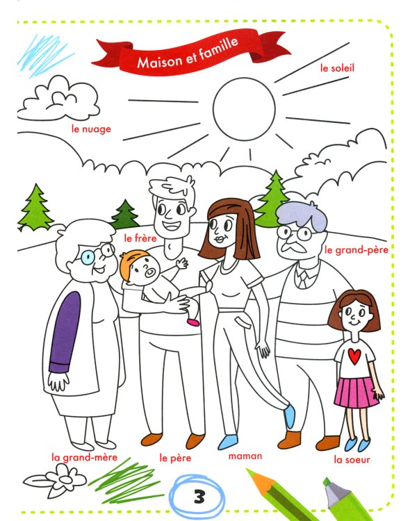 Раскрась и выучи слова. Французский для малышей