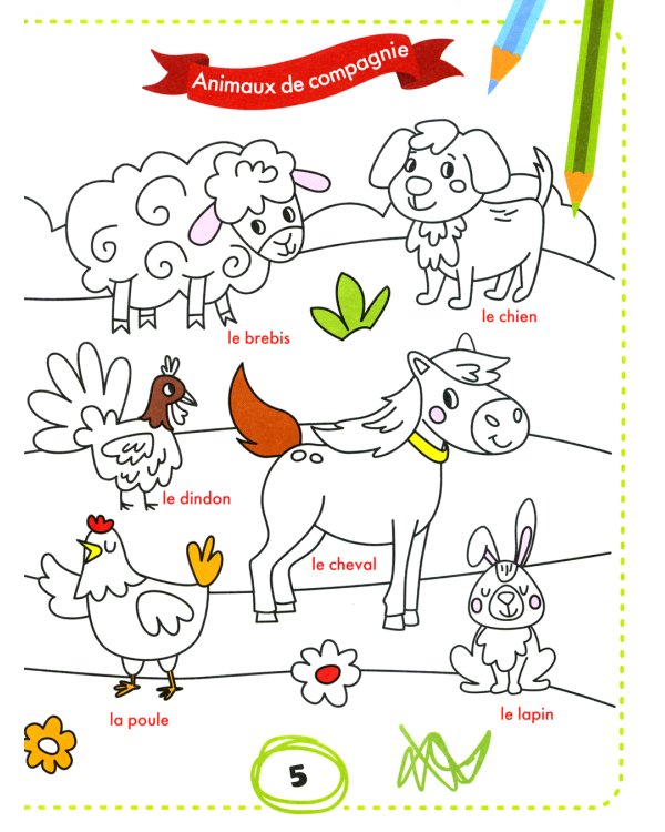 Раскрась и выучи слова. Французский для малышей
