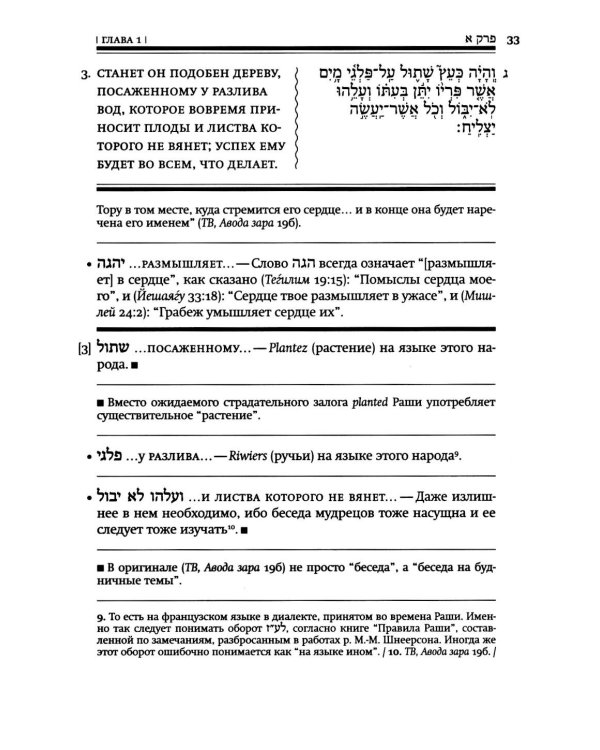 Книга Тегилим (Псалмы) с переводом на русский язык и классическим комментарием рабби Шломо Ицхаки (Раши) (в черном пер.)