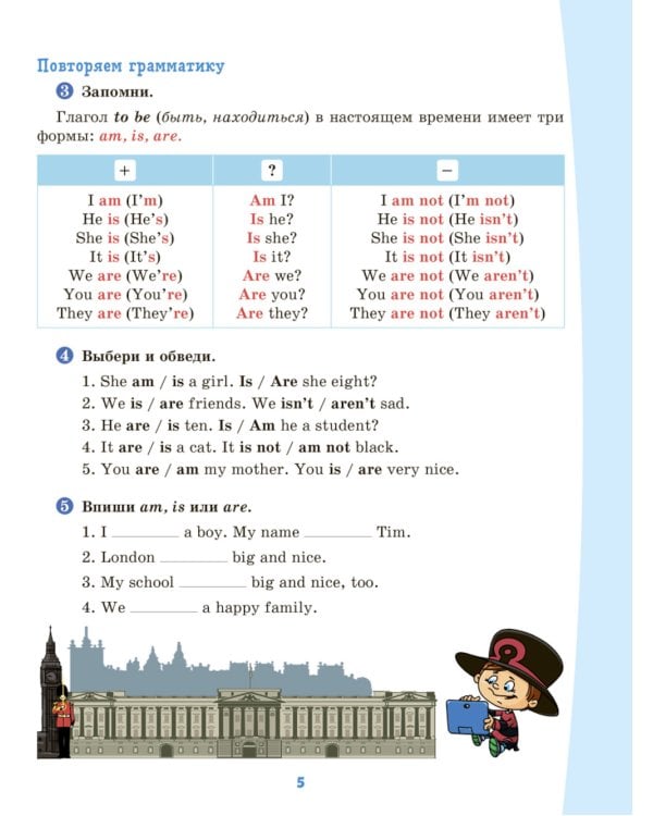 Английский тренажер по чтению и письму с правилами грамматики и главными разговорными темами 2-4 кл