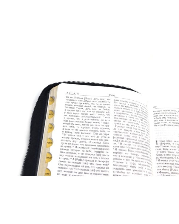 Библия. Книги Священного Писания Ветхого и Нового Завета (рециклированная кожа темно-синяя, молния, золот.обрез)