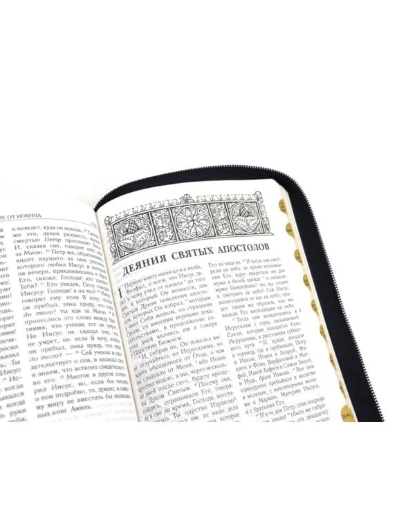 Библия. Книги Священного Писания Ветхого и Нового Завета (рециклированная кожа темно-синяя, молния, золот.обрез)