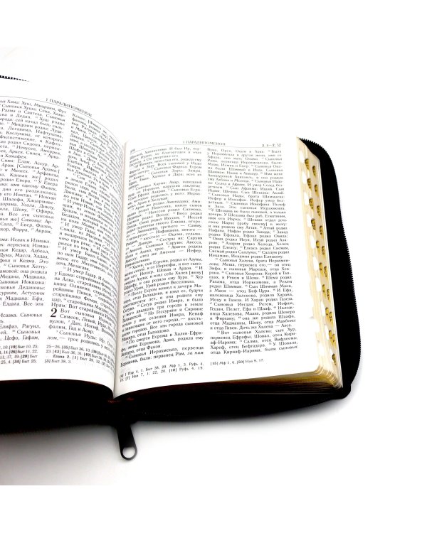 Библия. Книги Священного Писания Ветхого и Нового Завета (рециклированная кожа темно-синяя, молния, золот.обрез)