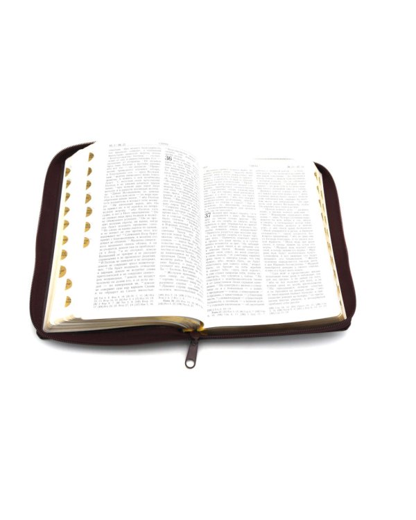 Библия. Книги Священного Писания Ветхого и Нового Завета (рециклированная кожа бордовая, молния, золот.обрез)