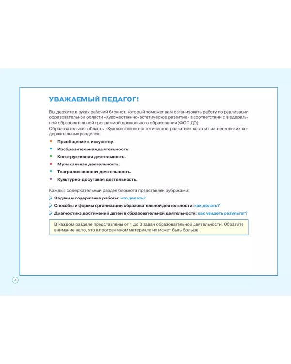 Блокнот педагога старшей группы детского сада. Художественно-эстетическое развитие