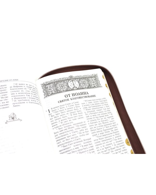 Библия. Книги Священного Писания Ветхого и Нового Завета (рециклированная кожа коричневая, молния, золот.обрез)