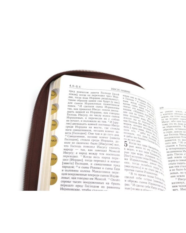 Библия. Книги Священного Писания Ветхого и Нового Завета (рециклированная кожа коричневая, молния, золот.обрез)
