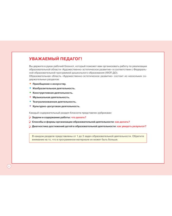 Блокнот педагога подготовительной группы детского сада. Художественно-эстетическое развитие