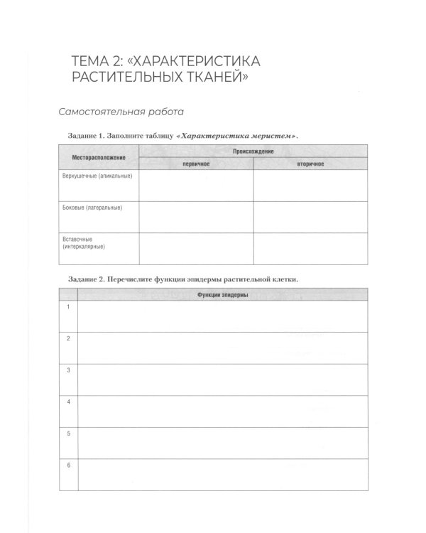 Ботаника. Рабочая тетрадь: Учебное пособие