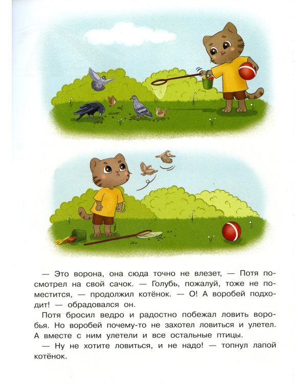 Котенок Потя учится играть и дружить