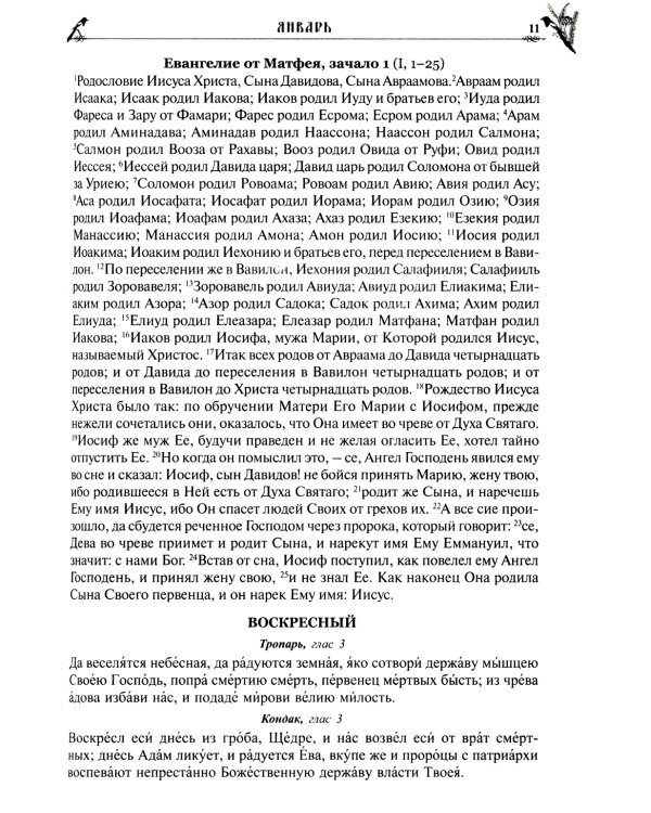 Православный календарь на 2025 год с Евангельскими чтениями, тропарями и кондаками на каждый день года
