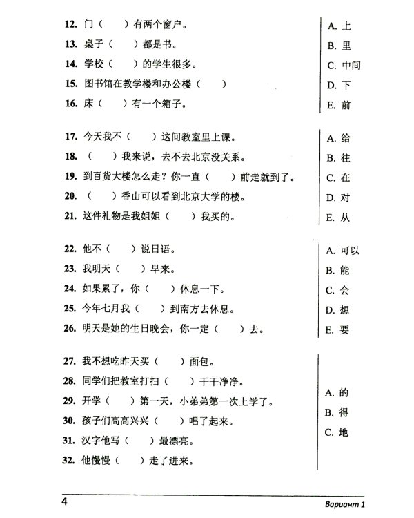 Китайский язык. Лексико-грамматический практикум. Сборник тестовых заданий
