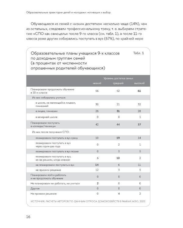 Образовательные траектории детей и молодежи: мотивация и выбор