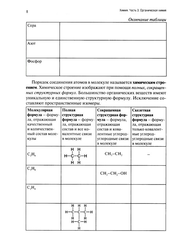 Химия. Ч. 3. Органическая химия: рабочая тетрадь
