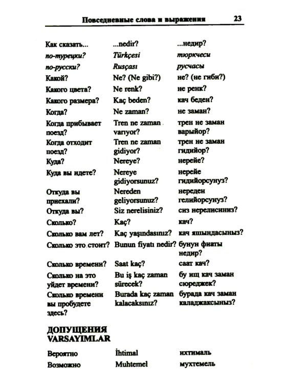 Современный русско-турецкий разговорник