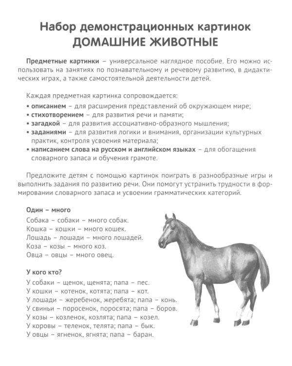 Комплект. Демонстрационные картинки "СУПЕР. Домашние и дикие животные" (количество томов: 6)