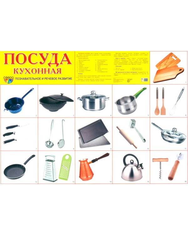 Комплект. Демонстрационные картинки "СУПЕР. Посуда кухонная и столовая, продукты питания" (количество томов: 6)