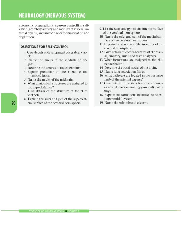 Textbook of Human Anatomy. In 3 vol. Vol. 3: Nervous system. Esthesiology: на англ.яз